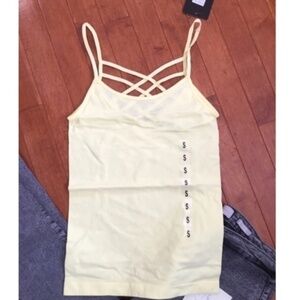 Women's Strappy Back Tank Top Size Small Yellow